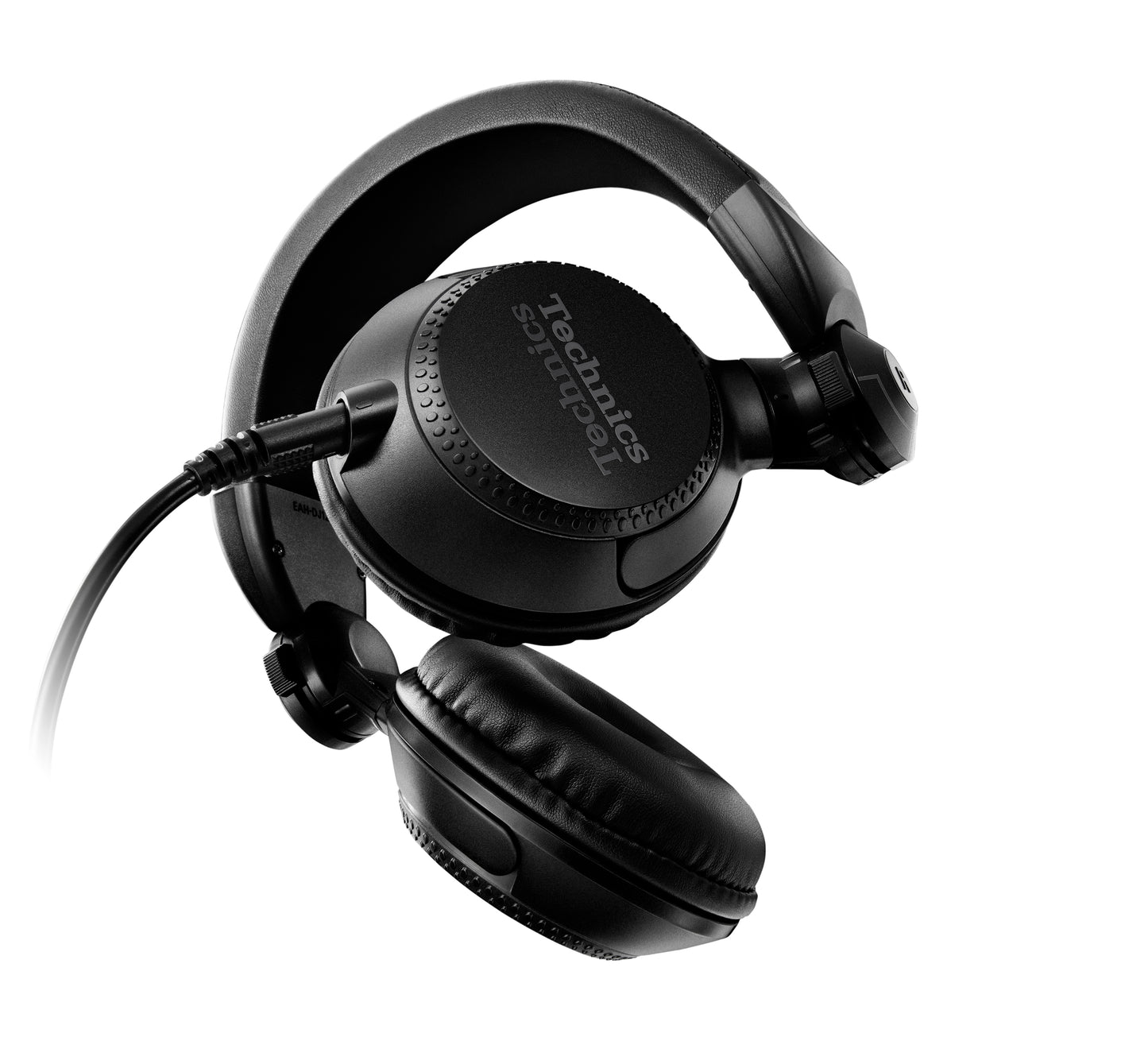 Technics EAH-DJ1200 headphones folded compactly for portability and storage.